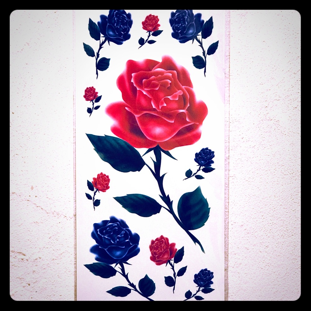 TEMPORARY PINK & BLUE ROSE TATTOOS 🌹